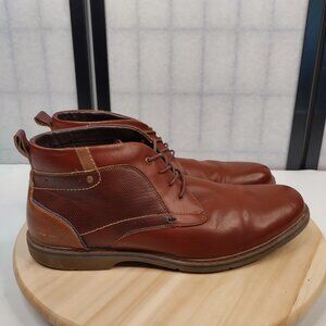 Nunn Bush Newhall Faux Leather Comfort Cognac Brown Chukka Boots Men US 12M